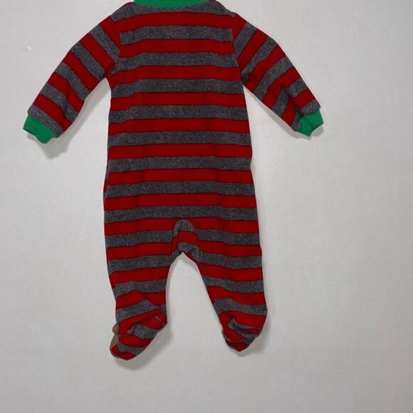 Carter's Striped Reindeer Christmas Sleeper Size 0-3 Months - Picture 2 of 5